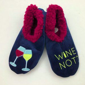 Snoozies Women's Wine Not Non Skid Soles Dark Blue Large 9/10